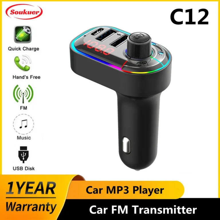 C12 Fast Charge Multifunction Wireless Car MP3 Player 5.0 FM Transmitter Bluetooth 3.1A Dual USB Car Charger Bluetooth Car Kit