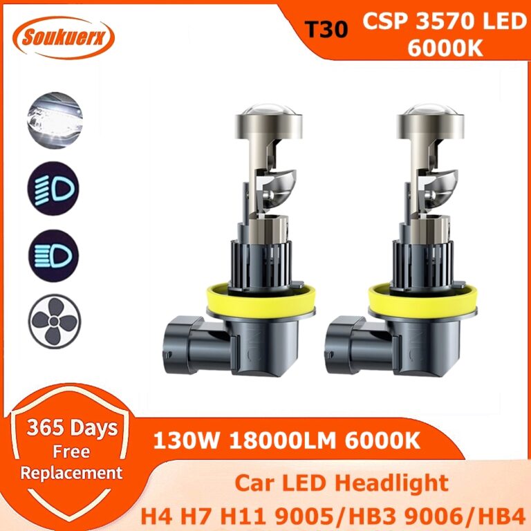 T30 H11 Led Headlight Bulbs H4 Hi-Lo Beam Car Lights H7 130W 18000LM 6000K CSP 3570 LED 9005/HB3 9006/HB4 Auto Headlamps Fog Lamp